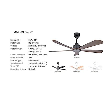 FIERO CEILING FAN ASTON 56 INCH 5 BLADE PINE WOOD