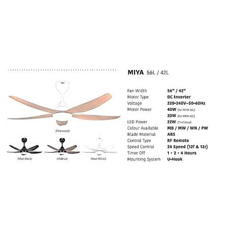 FIERO CEILING FAN MIYA LED 42 INCH 5 BLADE MATTE WHITE