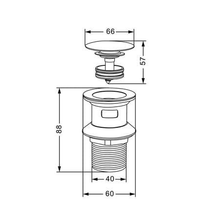 RASLAND BASIN PLUG WASTE RA K111-STN-BASIN CHROME