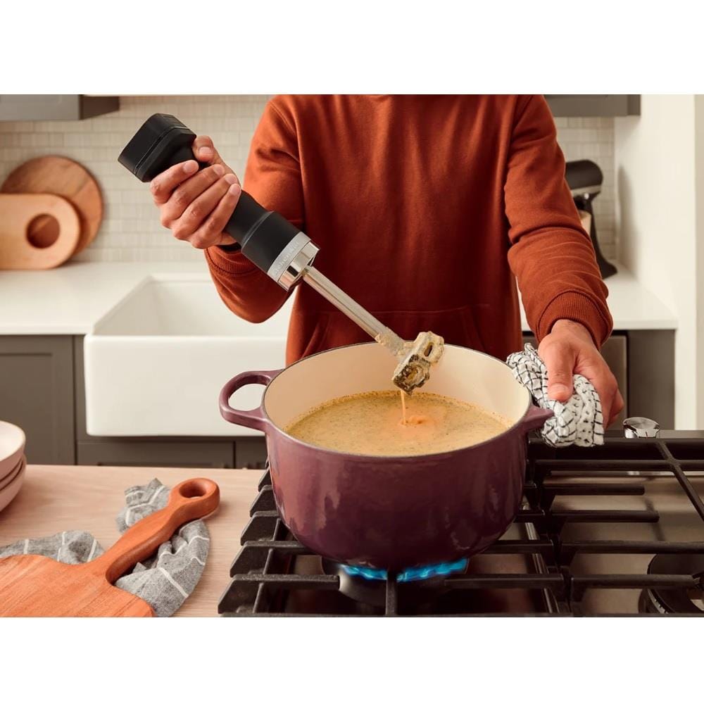 KITCHENAID CORDLESS HAND BLENDER 5KHBRV00BM 7" 2 ATTACHMENT VARIABLE SPEED