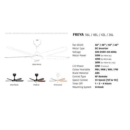 FIERO CEILING FAN FREYA LED 42 INCH 5 BLADE PINE WOOD