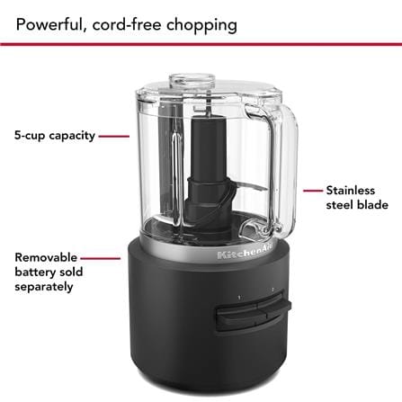 KITCHENAID CORDLESS FOOD CHOPPER 5KFCR500BM 1.18L BLACK