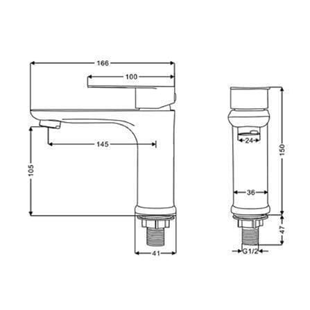 RASLAND BASIN FAUCET RA A121-A444GN GUN GREY