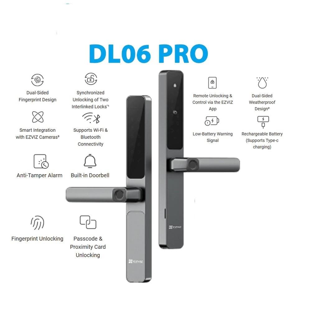 EZVIZ SMART DIGITAL GATE LOCK DUAL-SIDED WIFI FINGERPRINT DL06 PRO