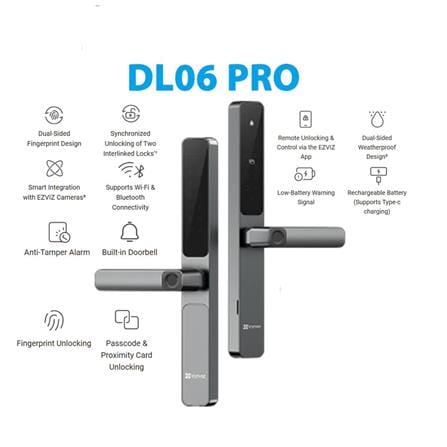 EZVIZ SMART DIGITAL GATE LOCK DUAL-SIDED WIFI FINGERPRINT DL06 PRO
