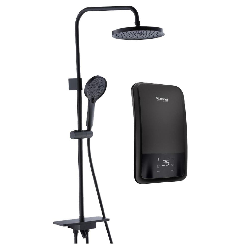 RUBINE SHOWER HEATER DC PUMP WITH RAIN SHOWER RWH-IAD931D-RMSB SPACE BLACK