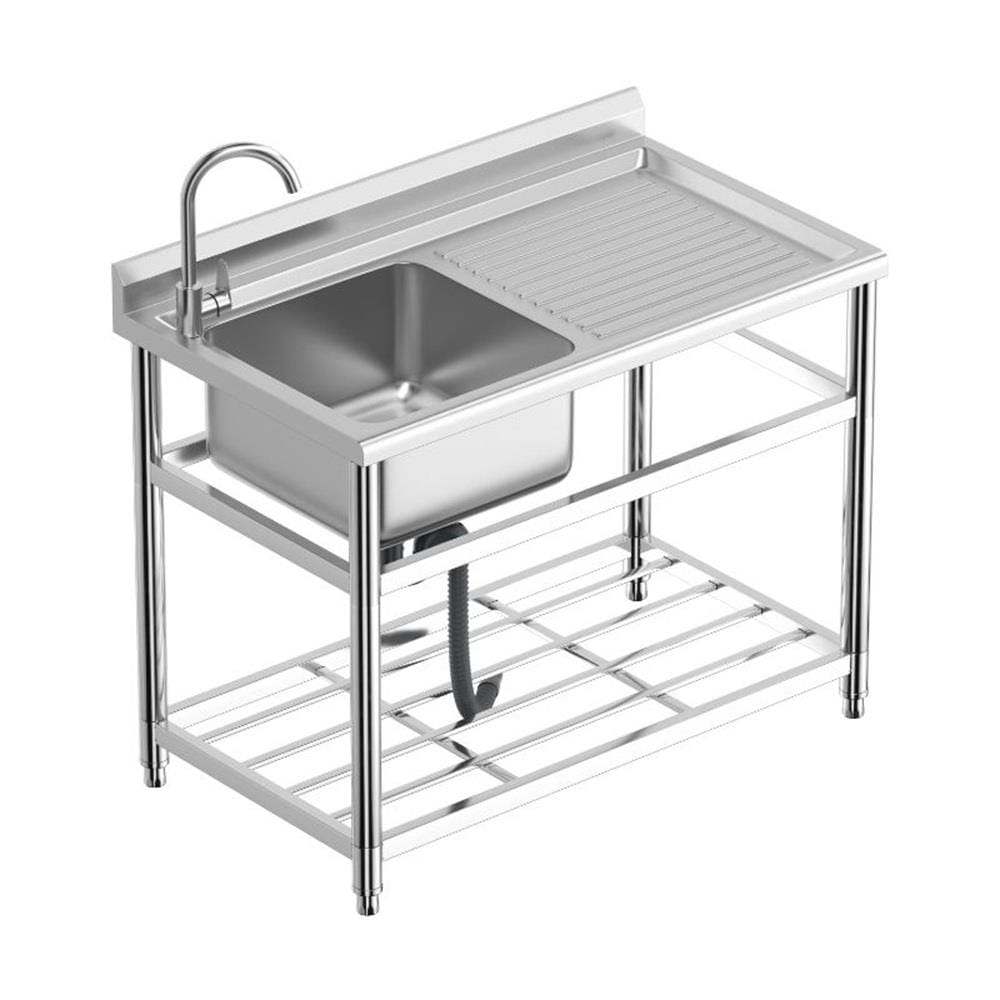 YS STANDING SINK 1BOWL 1DRAIN WITH SPLASH BACK STAINLESS STEEL 304 BOWL 110CM