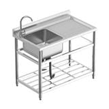 YS STANDING SINK 1BOWL 1DRAIN WITH SPLASH BACK STAINLESS STEEL 304 BOWL 110CM
