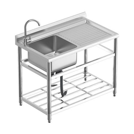 YS STANDING SINK 1BOWL 1DRAIN WITH SPLASH BACK STAINLESS STEEL 304 BOWL 110CM