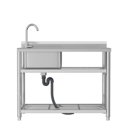YS STANDING SINK 1BOWL 1DRAIN WITH SPLASH BACK STAINLESS STEEL 304 BOWL 110CM