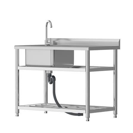 YS STANDING SINK 1BOWL 1DRAIN WITH SPLASH BACK STAINLESS STEEL 304 BOWL 110CM