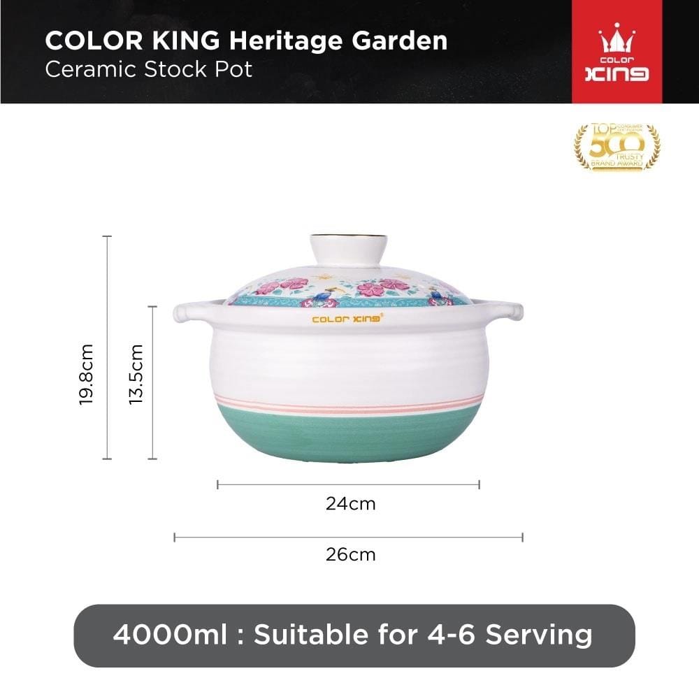 COLOR KING THE HERITAGE GARDEN CERAMIC STOCK POT (4000ML) - HERITAGE WHITE