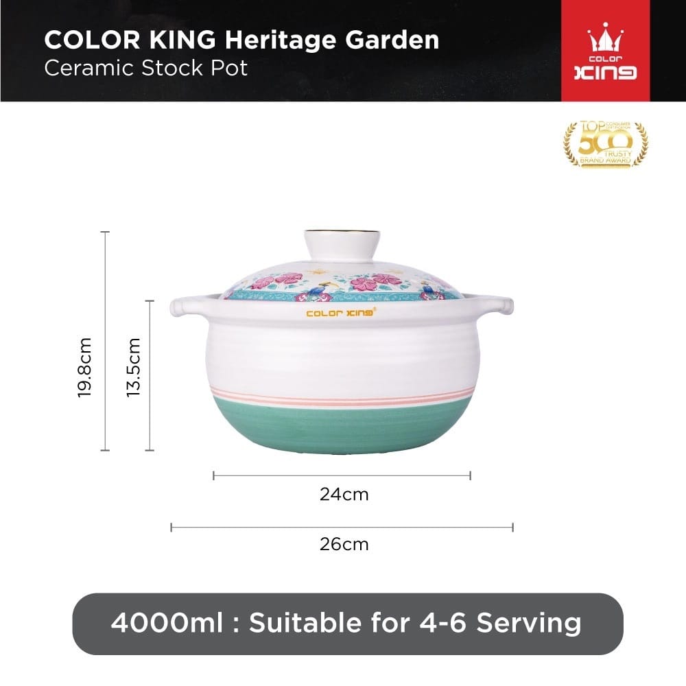 COLOR KING THE HERITAGE GARDEN CERAMIC STOCK POT (4000ML) - HERITAGE WHITE