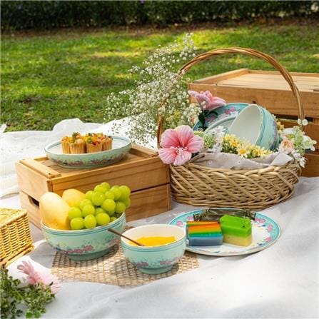 COLOR KING THE HERITAGE GARDEN CERAMIC BOWL 7" SET OF 2 - STRAITS GREEN