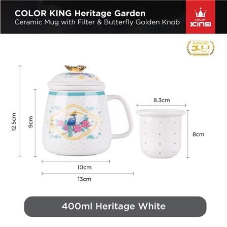 COLOR KING THE HERITAGE GARDEN CERAMIC MUG 400ML - HERITAGE WHITE