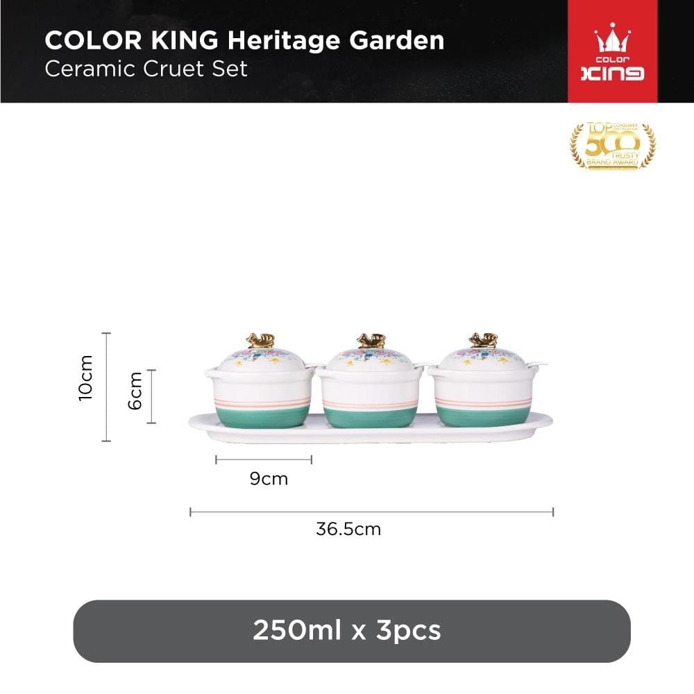 COLOR KING THE HERITAGE GARDEN CERAMIC CRUET SET - HERITAGE WHITE