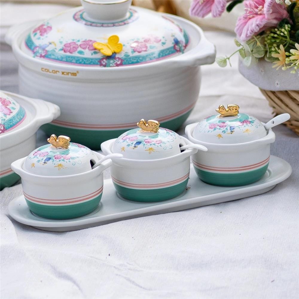 COLOR KING THE HERITAGE GARDEN CERAMIC CRUET SET - HERITAGE WHITE