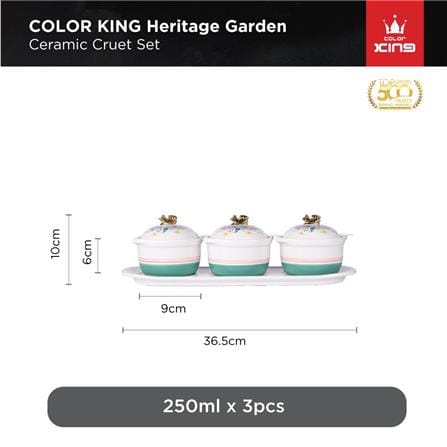 COLOR KING THE HERITAGE GARDEN CERAMIC CRUET SET - HERITAGE WHITE