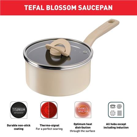 TEFAL BLOSSOM SAUCEPAN 18CM WITH GLASS LID G16723 -G1671924
