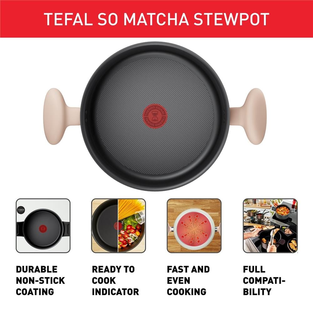 TEFAL BLOSSOM STEWPOT 20CM WITH GLASS LID G16744 -G1674424