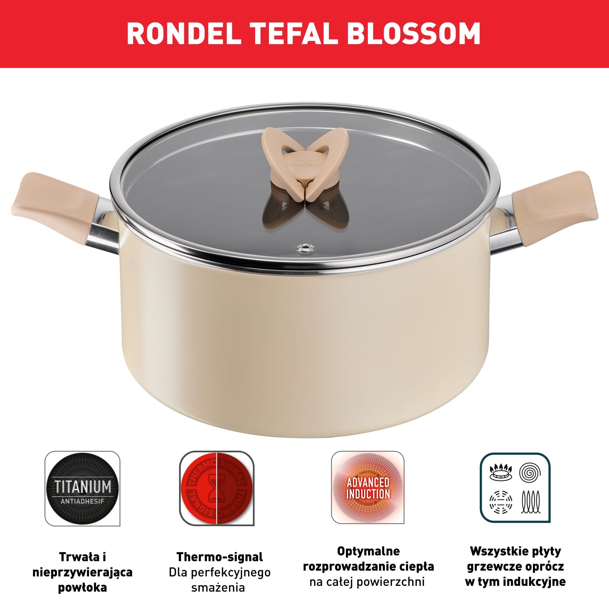 TEFAL BLOSSOM STEWPOT 20CM WITH GLASS LID G16744 -G1674424