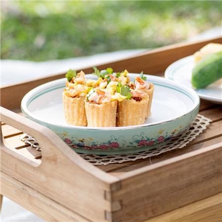 COLOR KING THE HERITAGE GARDEN CERAMIC DEEP PLATE 8.5" SET OF 2 - STRAITS GREEN