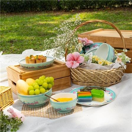 COLOR KING THE HERITAGE GARDEN CERAMIC DEEP PLATE 8.5" SET OF 2 - STRAITS GREEN