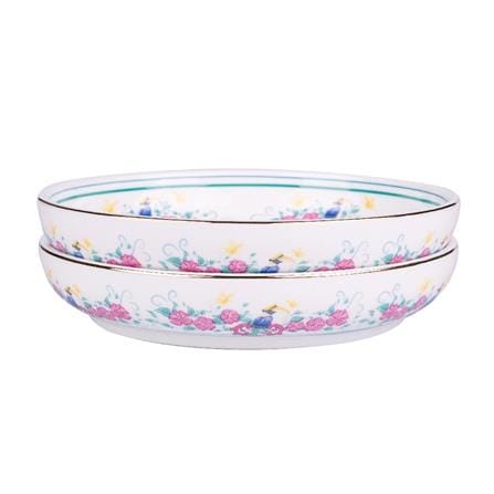 COLOR KING THE HERITAGE GARDEN CERAMIC DEEP PLATE 8.5" SET OF 2 - HERITAGE WHITE