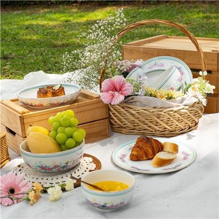 COLOR KING THE HERITAGE GARDEN CERAMIC BOWL 5" SET OF 2 - HERITAGE WHITE 3637-5-WH