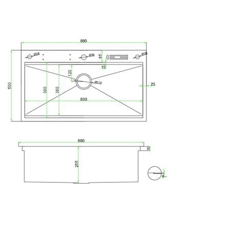 CABANA BUILT-IN NANOGRAIN SINK PAKCAGE CKS8842-BL 1BOWL BLACK 88CM WITH PULL OUT TAP CB890SS-BL