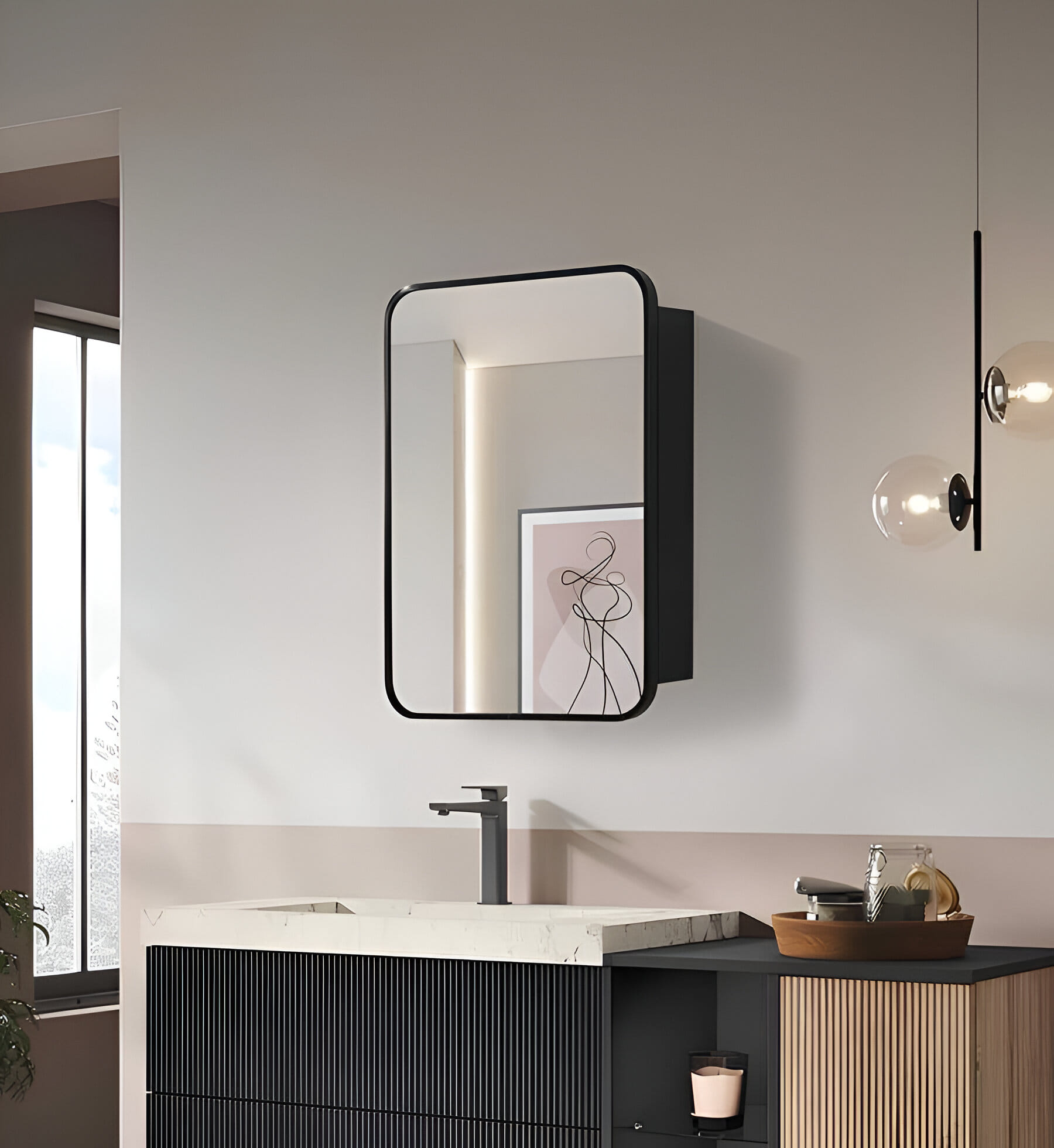 GLOREX MIRROR CABINET MB4560BLACK 45CM