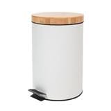 ROUND PEDAL DUSTBIN WITH WOODEN LID ACCO SYLVAN 12L WHITE [EXCLUSIVE FROM HOMEPRO THAILAND]