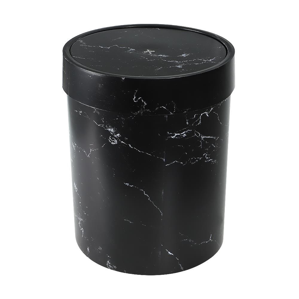 ROUND DUSTBIN WITH SWING LID ACCO MIDNIGHT 7L BLACK MARBLE [EXCLUSIVE FROM HOMEPRO THAILAND]