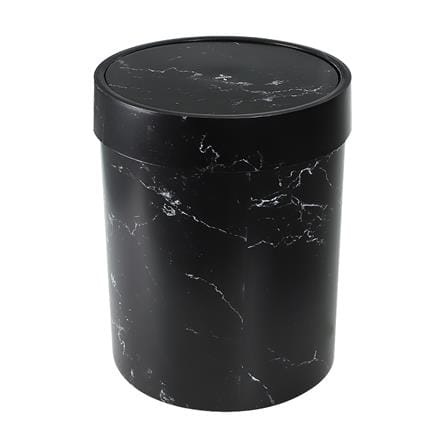 ROUND DUSTBIN WITH SWING LID ACCO MIDNIGHT 7L BLACK MARBLE [EXCLUSIVE FROM HOMEPRO THAILAND]