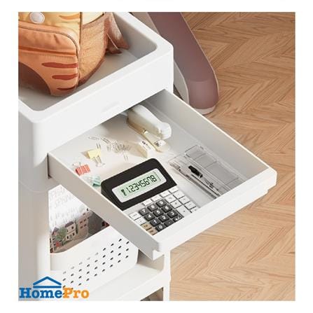 3-TIER UTILITY CART STACKO TORI 25.3X41X119.7CM WHITE [EXCLUSIVE FROM HOMEPRO THAILAND]