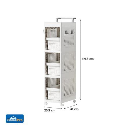 3-TIER UTILITY CART STACKO TORI 25.3X41X119.7CM WHITE [EXCLUSIVE FROM HOMEPRO THAILAND]