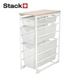 3-TIER DRAWER UNIT WITH WOOD TOP STACKO FLEXI 25.6X51.4X69.7CM WHITE [EXCLUSIVE FROM HOMEPRO THAILAND]