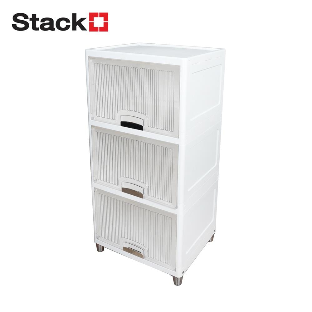 3-TIER STORAGE CABINET WITH TOP-OPENING DOOR STACKO MOREZ 45X38X90CM WHITE [EXCLUSIVE FROM HOMEPRO THAILAND]