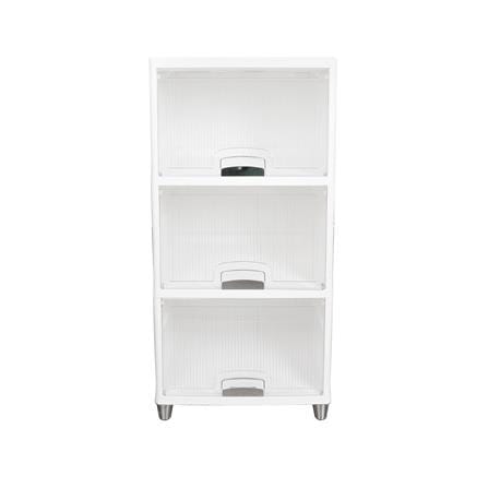 3-TIER STORAGE CABINET WITH TOP-OPENING DOOR STACKO MOREZ 45X38X90CM WHITE [EXCLUSIVE FROM HOMEPRO THAILAND]