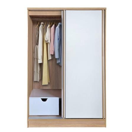 WARDROBE WITH SLIDING DOORS FURDINI HERO 120CM NATURAL OAK/WHITE