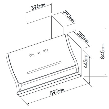 LIVINOX CHIMNEY HOOD LCH-LILY DC-90BL 90CM BLACK 2580M3/H DC MOTOR