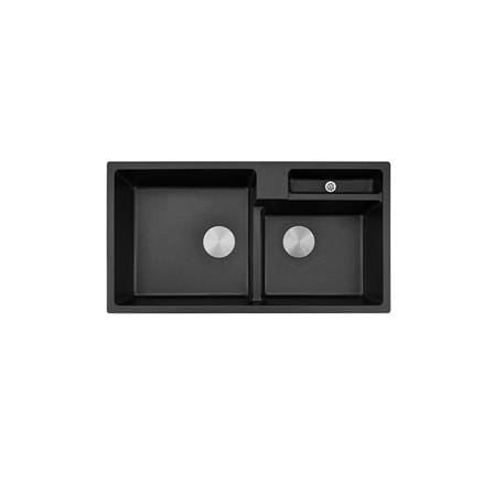 LIVINOX TOPMOUNT GRANITE SINK LGS-920BK BLACK 2BOWL 90CM