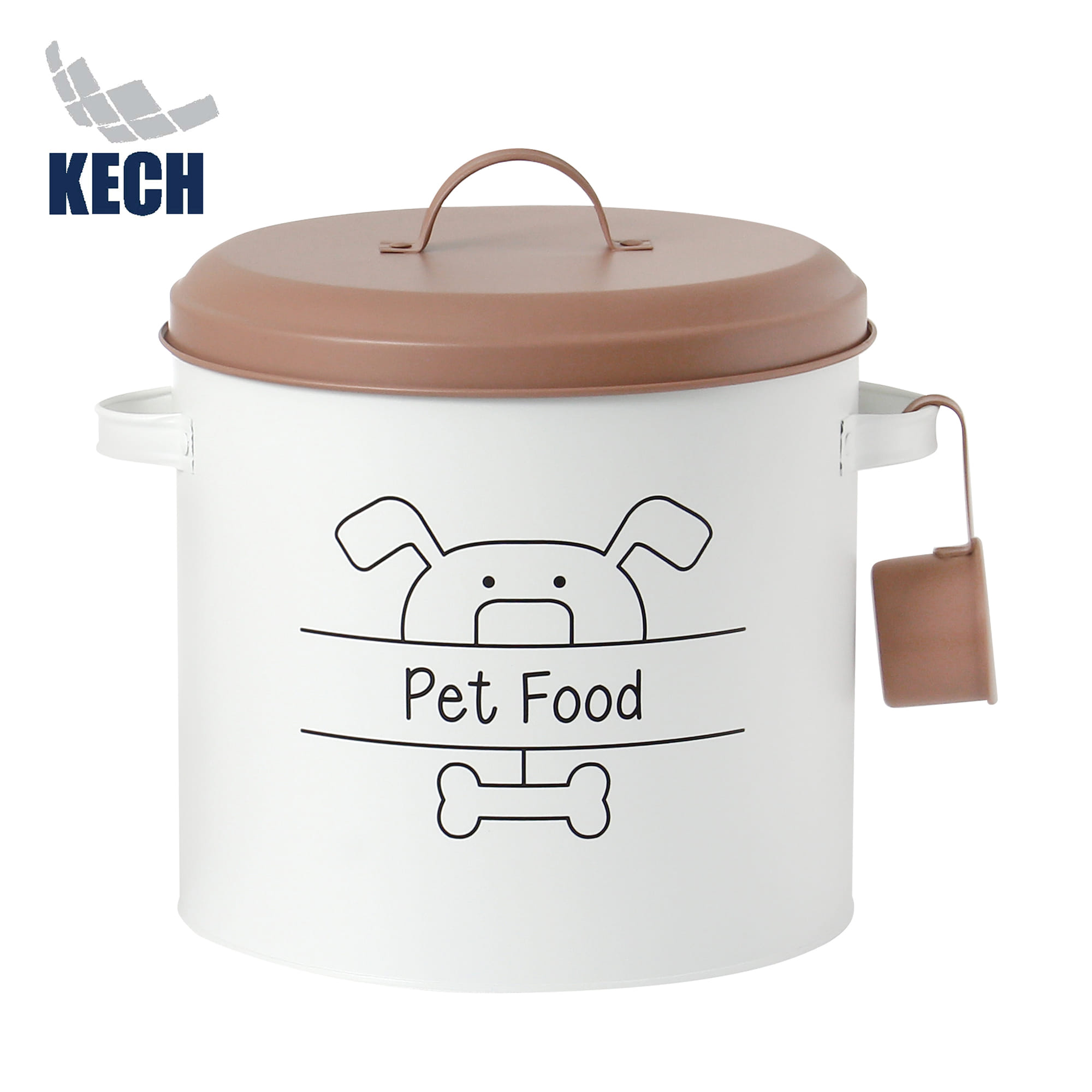 ROUND CANISTER WITH PULL LID KECH PET FOOD 9.95L WHITE [EXCLUSIVE FROM HOMEPRO THAILAND]