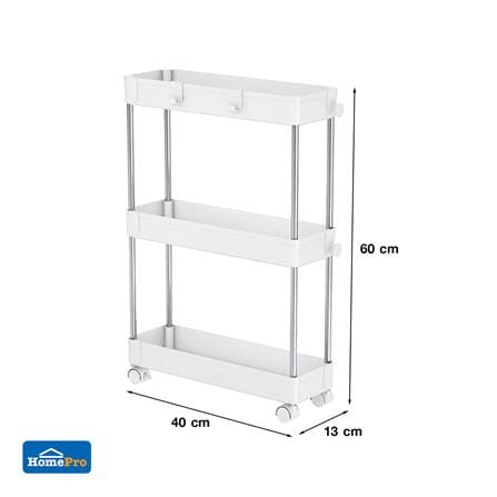3-TIER ROLLING STORAGE CART KECH NIFTY 40X13X60CM WHITE [EXCLUSIVE FROM HOMEPRO THAILAND]