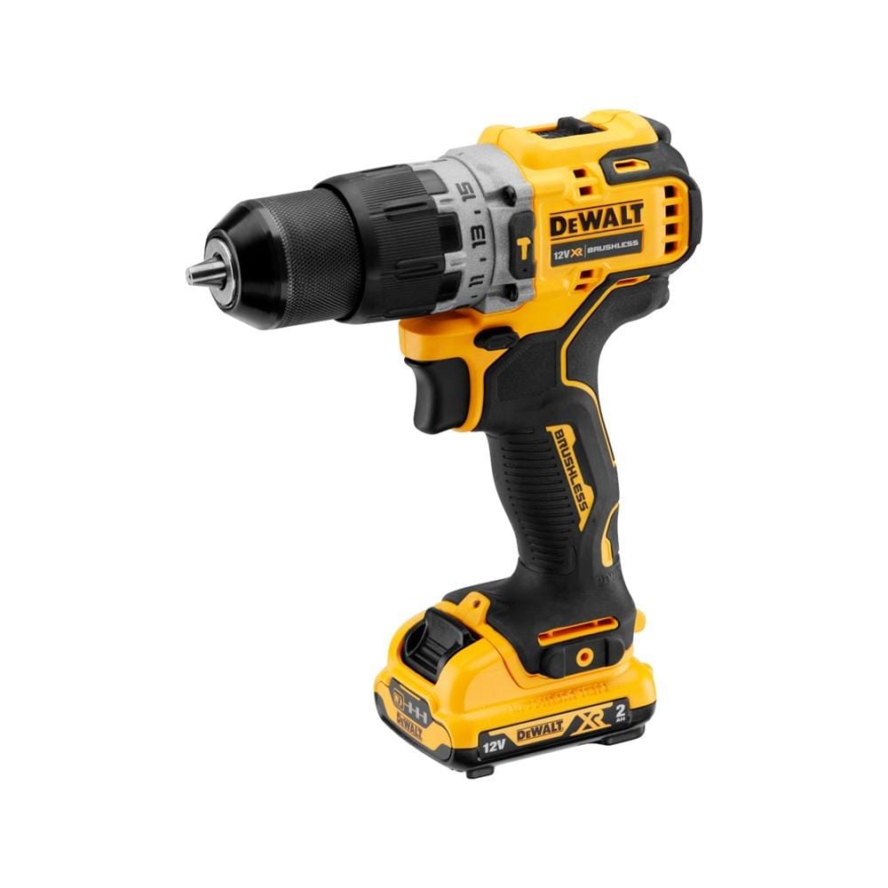 DEWALT 12V CORDLESS BRUSHLESS HAMMER DIRLL + 16 ACCESSORIES (2x 2.0Ah Batteries) DCD706D2A-B1