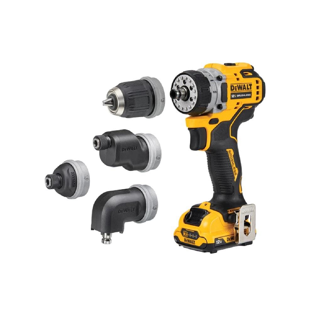 DEWALT 12V BRUSHLESS MULTIHEAD 5IN1 DRILL DRIVER (2x 2.0Ah Batteries) DCD703D2-B1