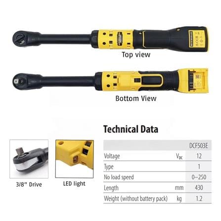 DEWALT 12V 3/8" BRUSHLESS EXTENDED RATCHET (SOLO) DCF503EN-XJ