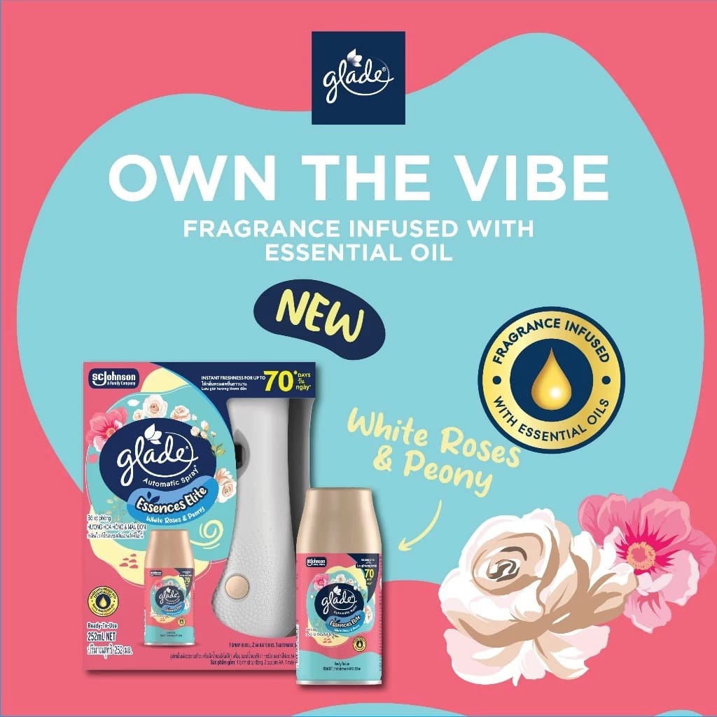 GLADE AUTO SPRAY STARTER 252ML WHITE ROSE PEONY