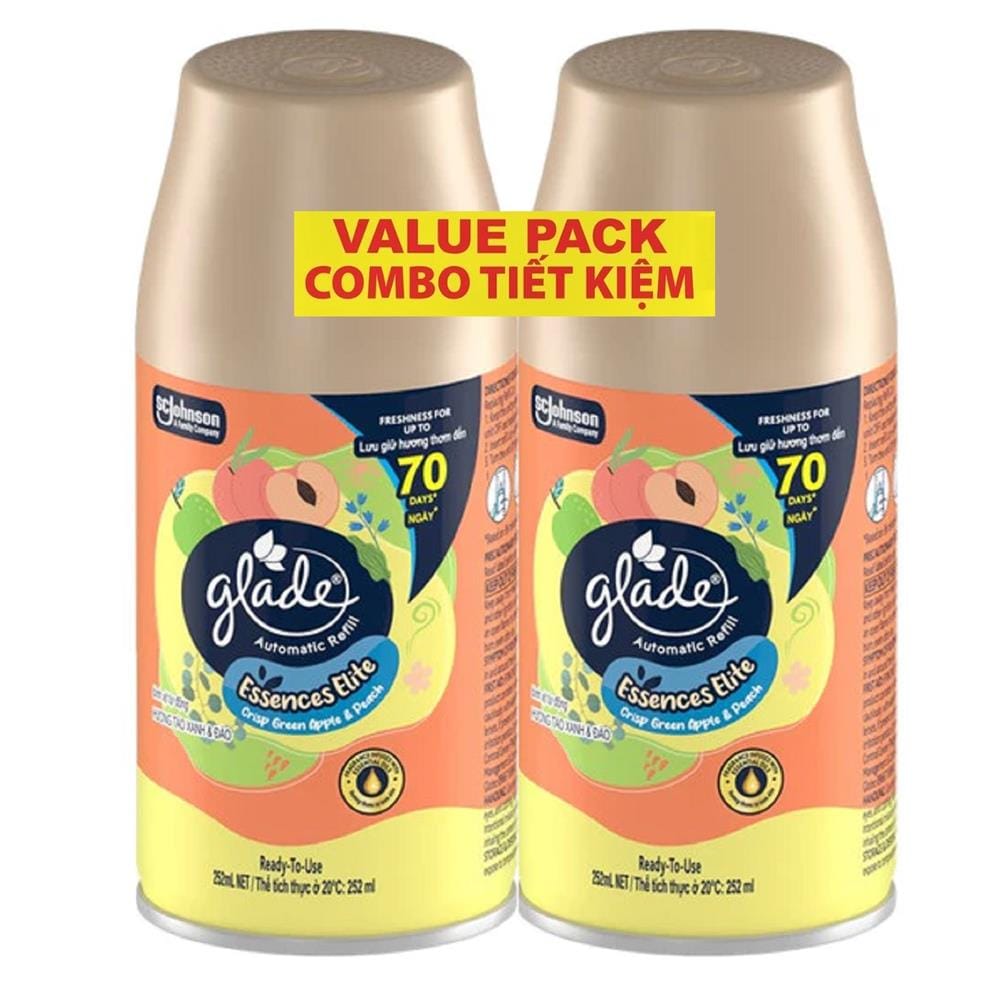 GLADE AUTO SPRAY RF GR APPLE PEACH 252ML TWIN PACK