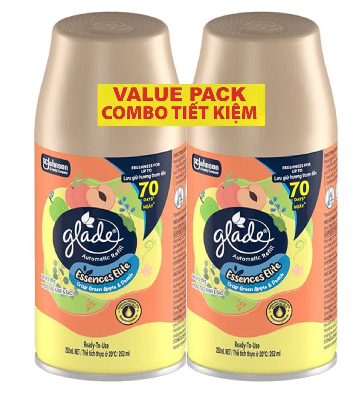 GLADE AUTO SPRAY RF GR APPLE PEACH 252ML TWIN PACK